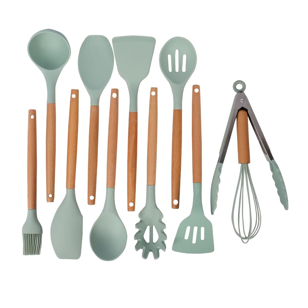 Kitchen Tools - Cooking Spoon Set with Wooden Handle 12 Pcs Kitchen Tools - Cooking Spoon Set with Wooden Handle 12 Pcs