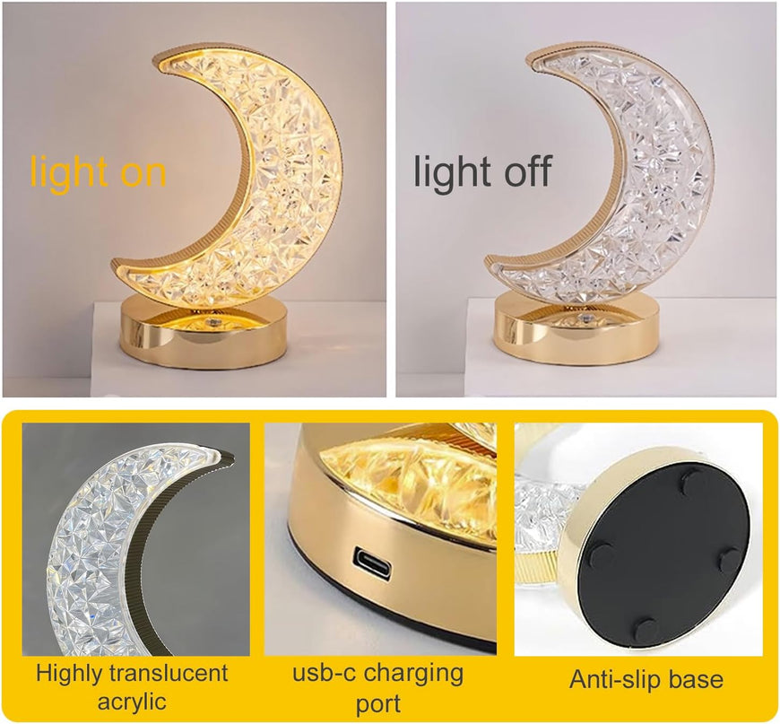 Crystal Table Lamp | Moon Shaped Lamp | Gulf e Shop