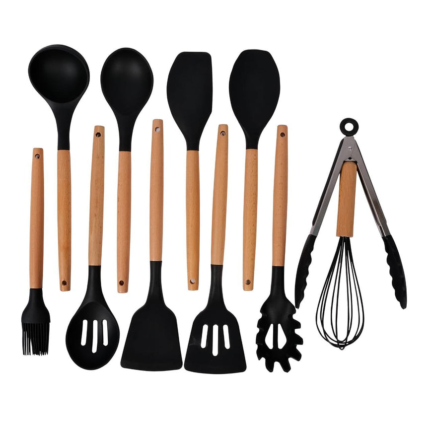 Kitchen Tools - Cooking Spoon Set with Wooden Handle 12 Pcs
